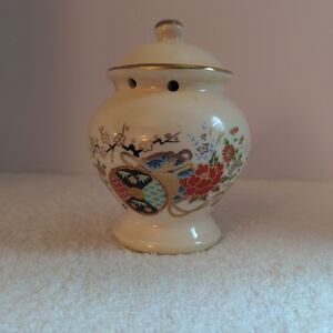 Floral Cream Ceramic Jar